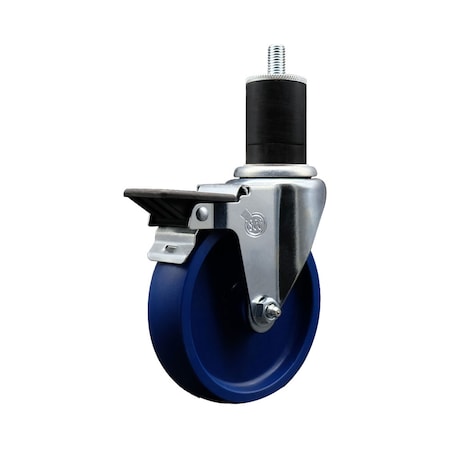 Service Caster 5'' Solid Poly Swivel 1-3/4'' Expanding Stem Caster with Brake SCC-EX20S514-SPUS-PLB-134